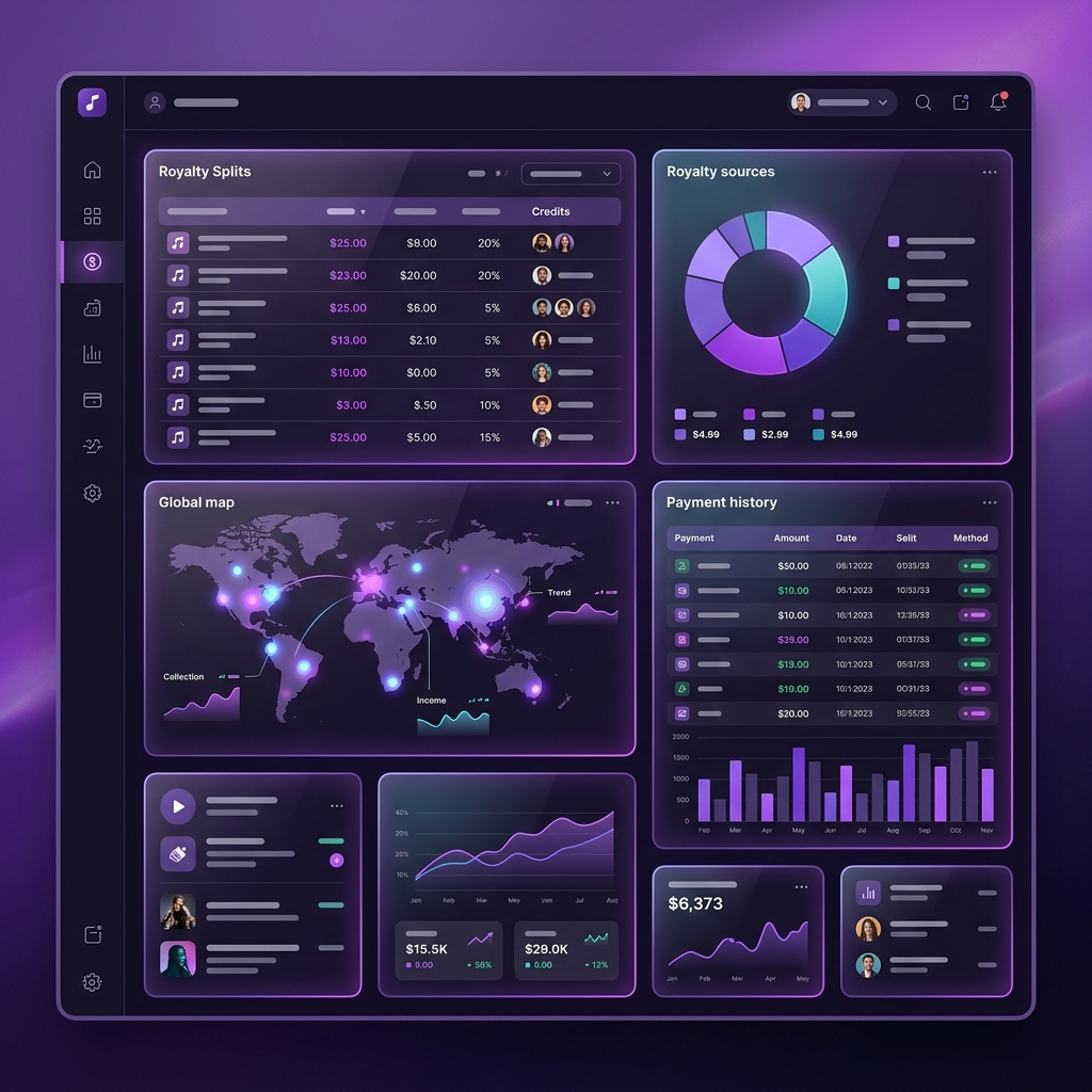 Music publishing and royalty management dashboard